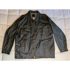 Vintage Sean John Denim Jacket XXL Black Coated Cotton Early 2000s Y2K Hip Hop